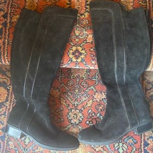 Karl Lagerfeld Black Suede Zipper knee-high boots